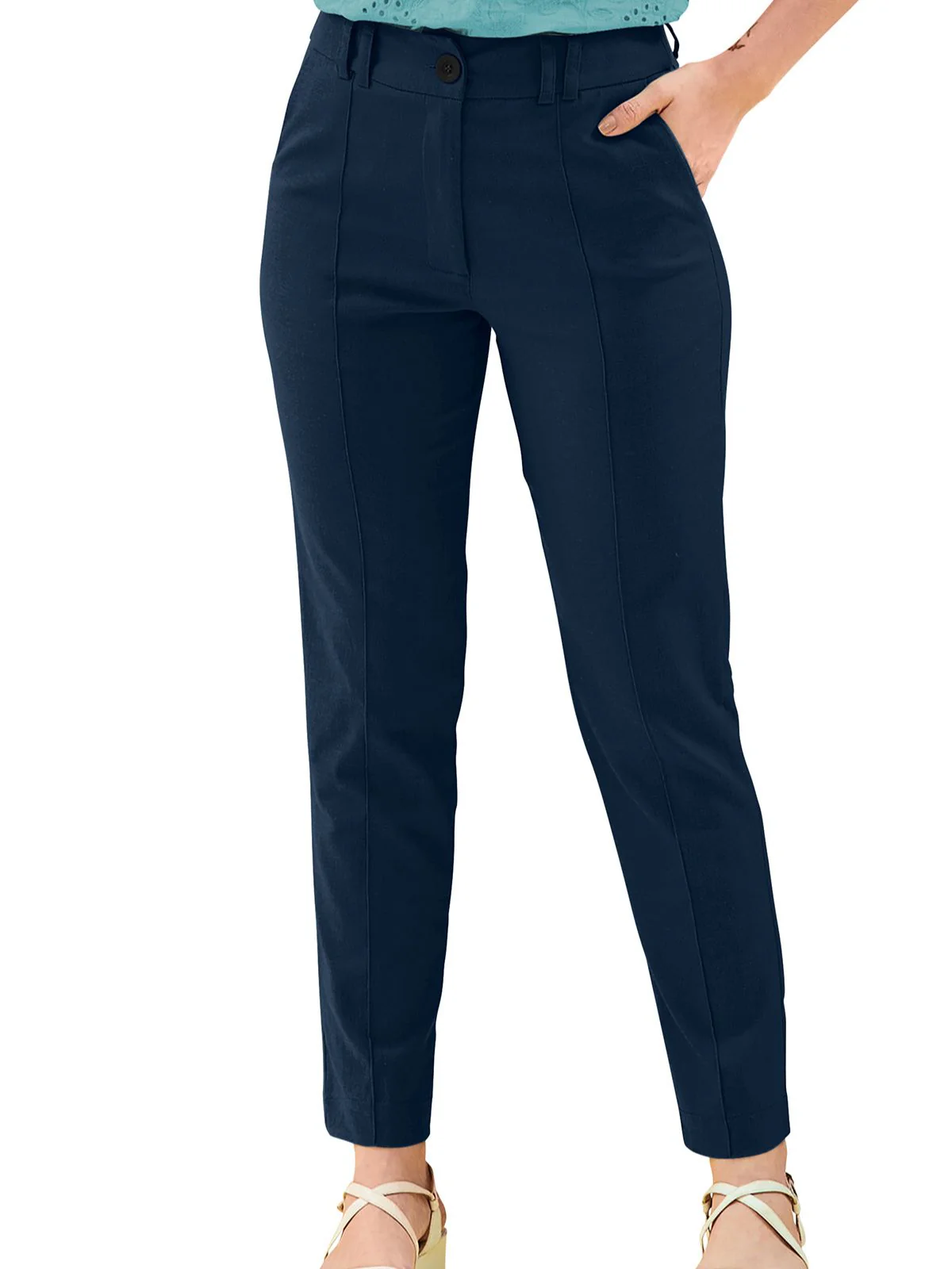 Odette Blue Polyester Trouser For Women - Image 2