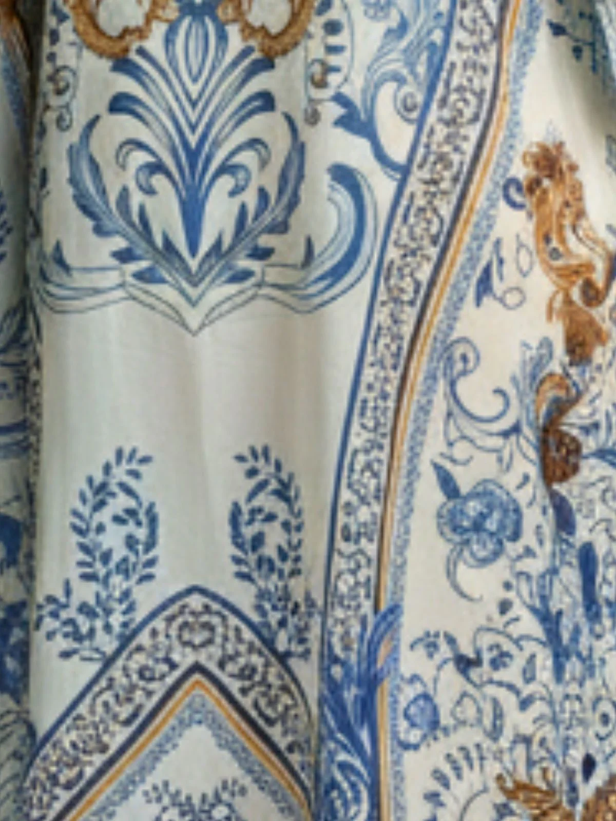 Odette Blue Satin Printed Kaftan For Women - Image 5