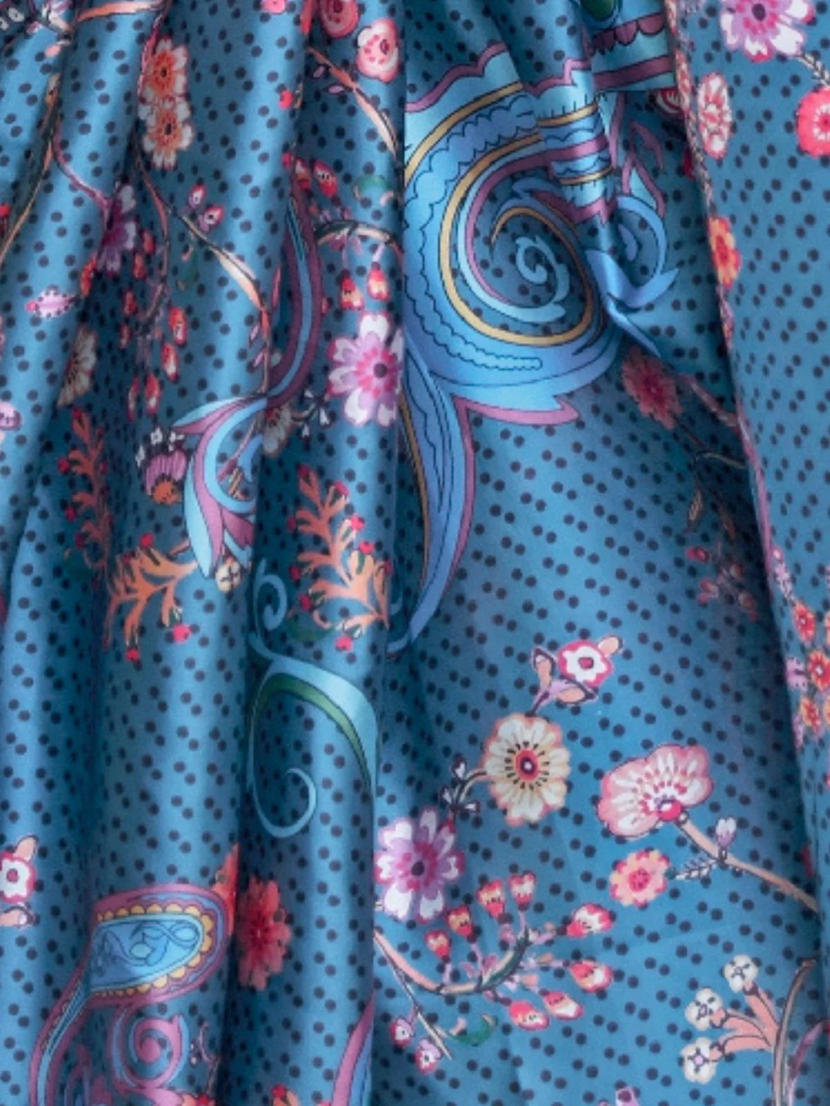 Odette Blue Satin Printed Saree With Unstitched Blouse For Women - Image 3