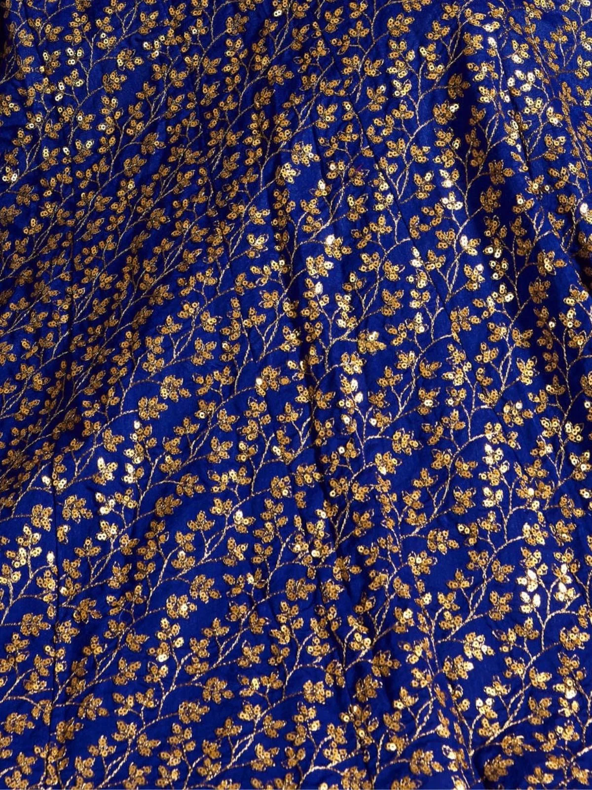 Odette Blue Silk Blend Embroidered Semi Stitched Lehenga With Blouse For Women - Image 5