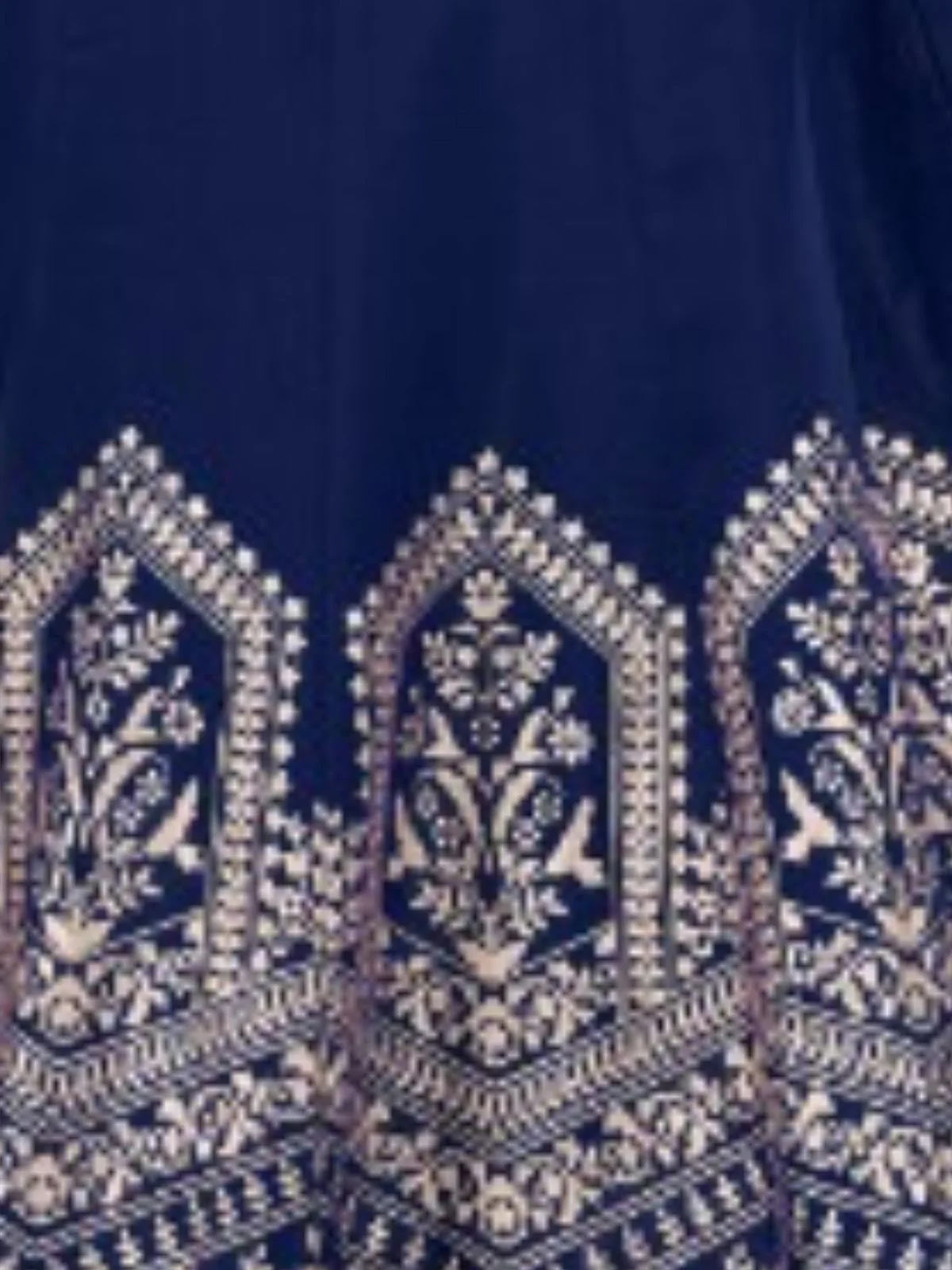 Odette Blue Silk Blend Embroidered Stitched Kurta Set For Women - Image 5