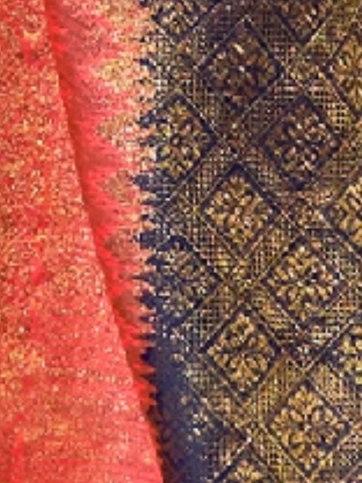 Odette Blue Silk Blend Woven Saree With Unstitched Blouse for Women - Image 3