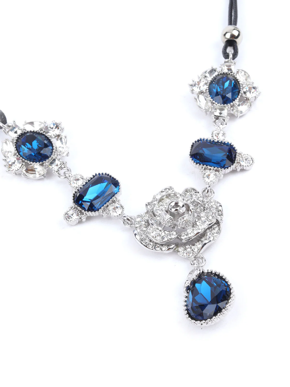 Odette Blue & Silver Alloy Embellished Neckpiece For Women - Image 5
