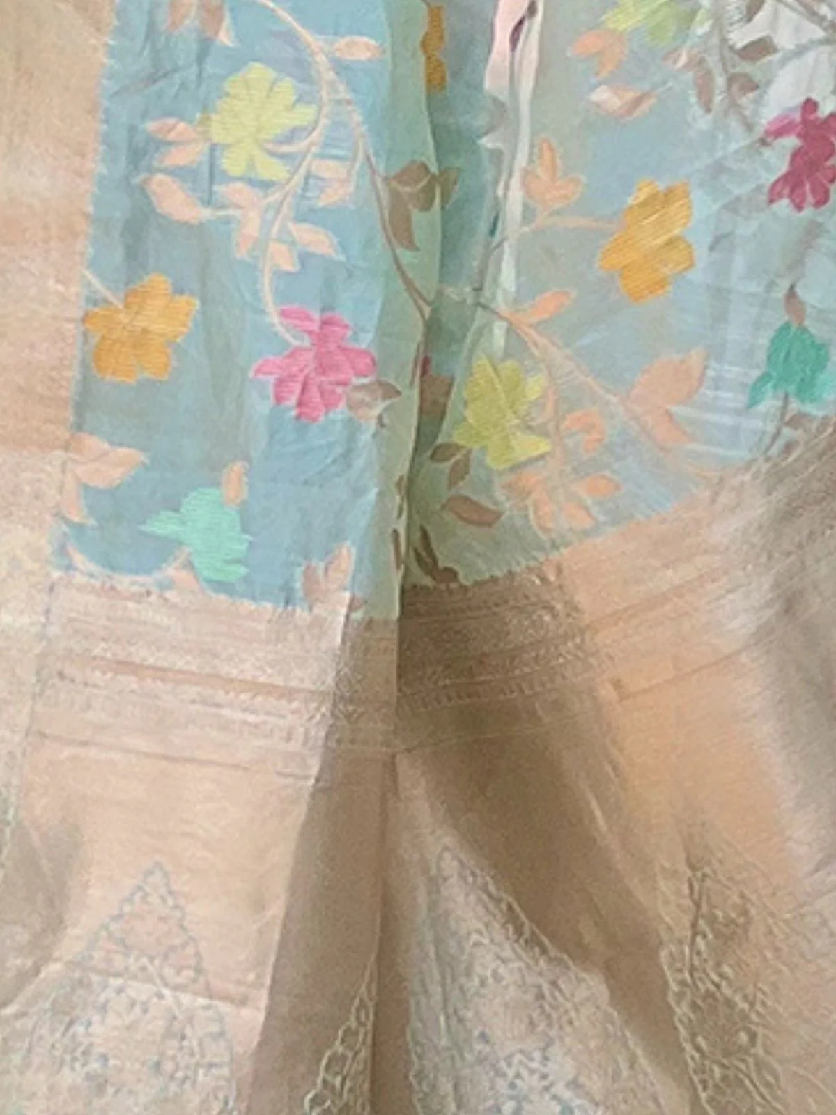 Odette Blue Woven Design Organza Saree With Unstitched Blouse For Women - Image 4