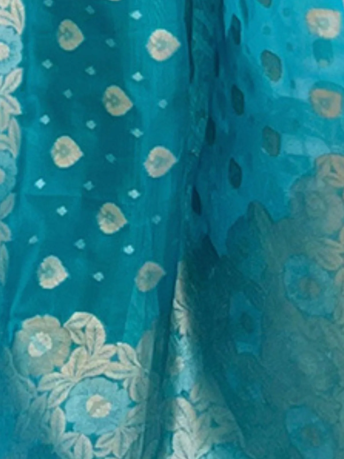 Odette Blue Woven Design Organza Saree With Unstitched Blouse For Women - Image 3