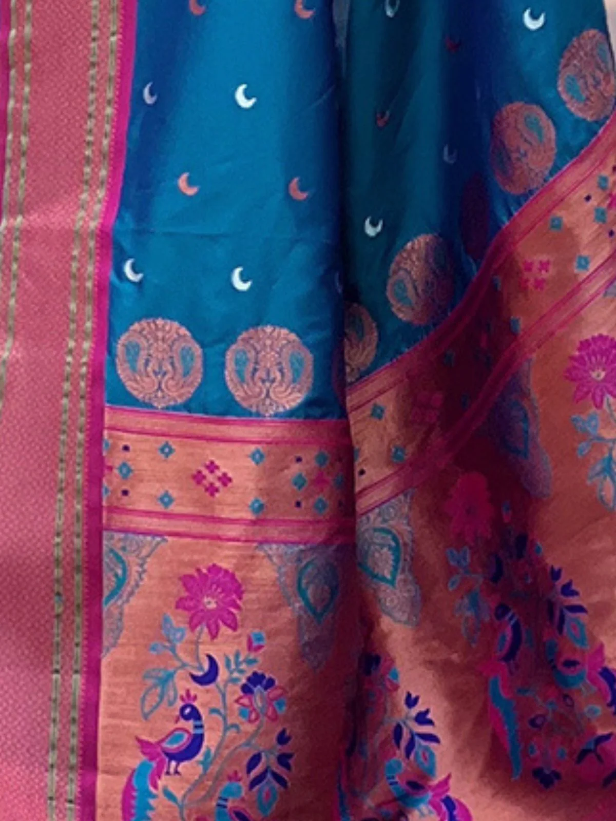 Odette Blue Woven Design Silk Blend Saree With Unstitched Blouse For Women - Image 4