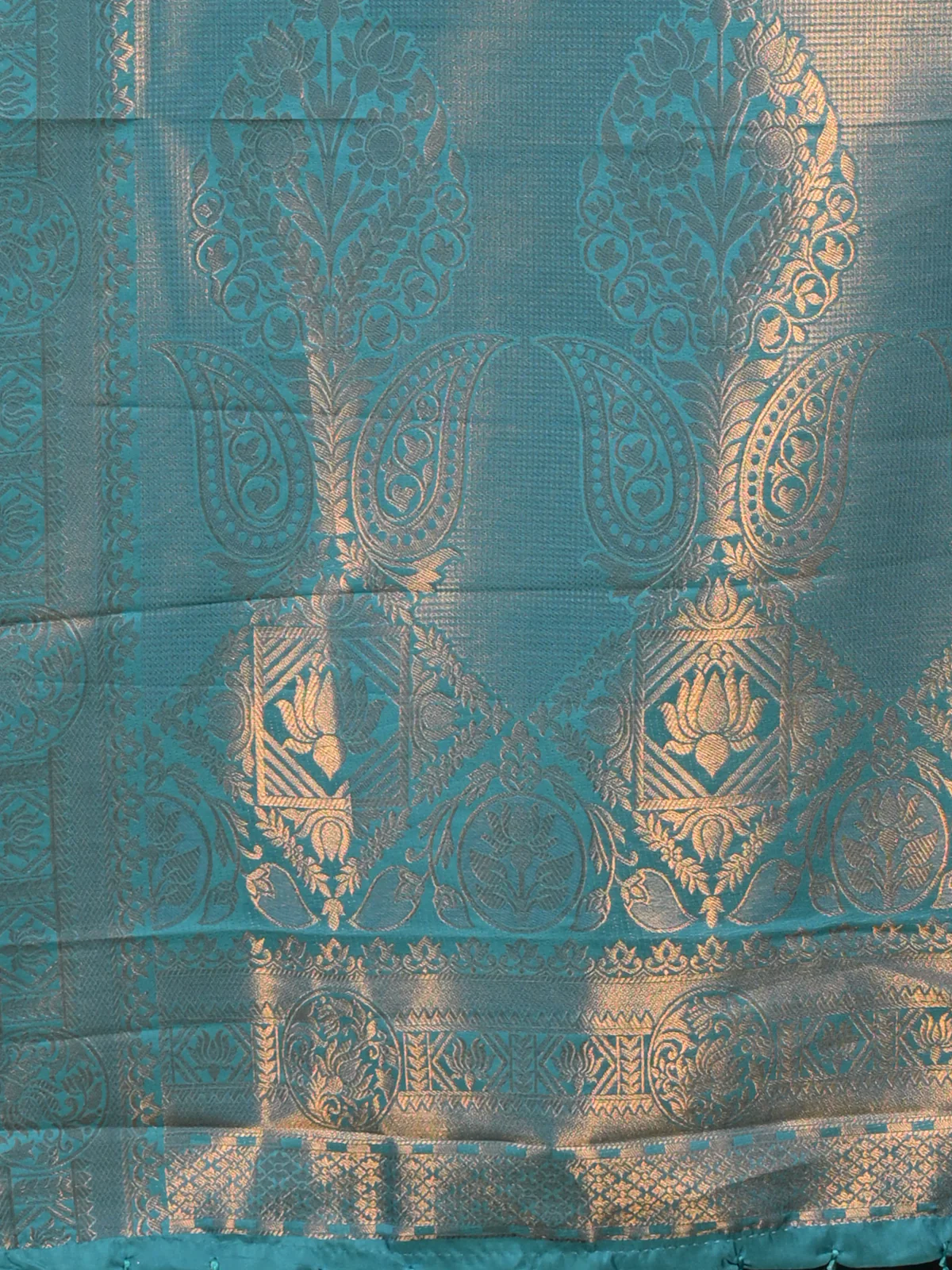 Odette Blue Woven Silk Blend Saree With Unstitched Blouse For Women - Image 6