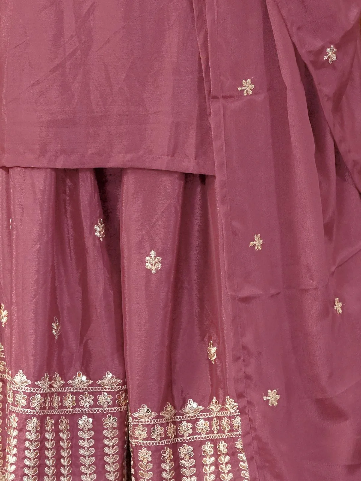 Odette Blush Pink Chinon Embroidered Stitched Kurta Set For Women - Image 5