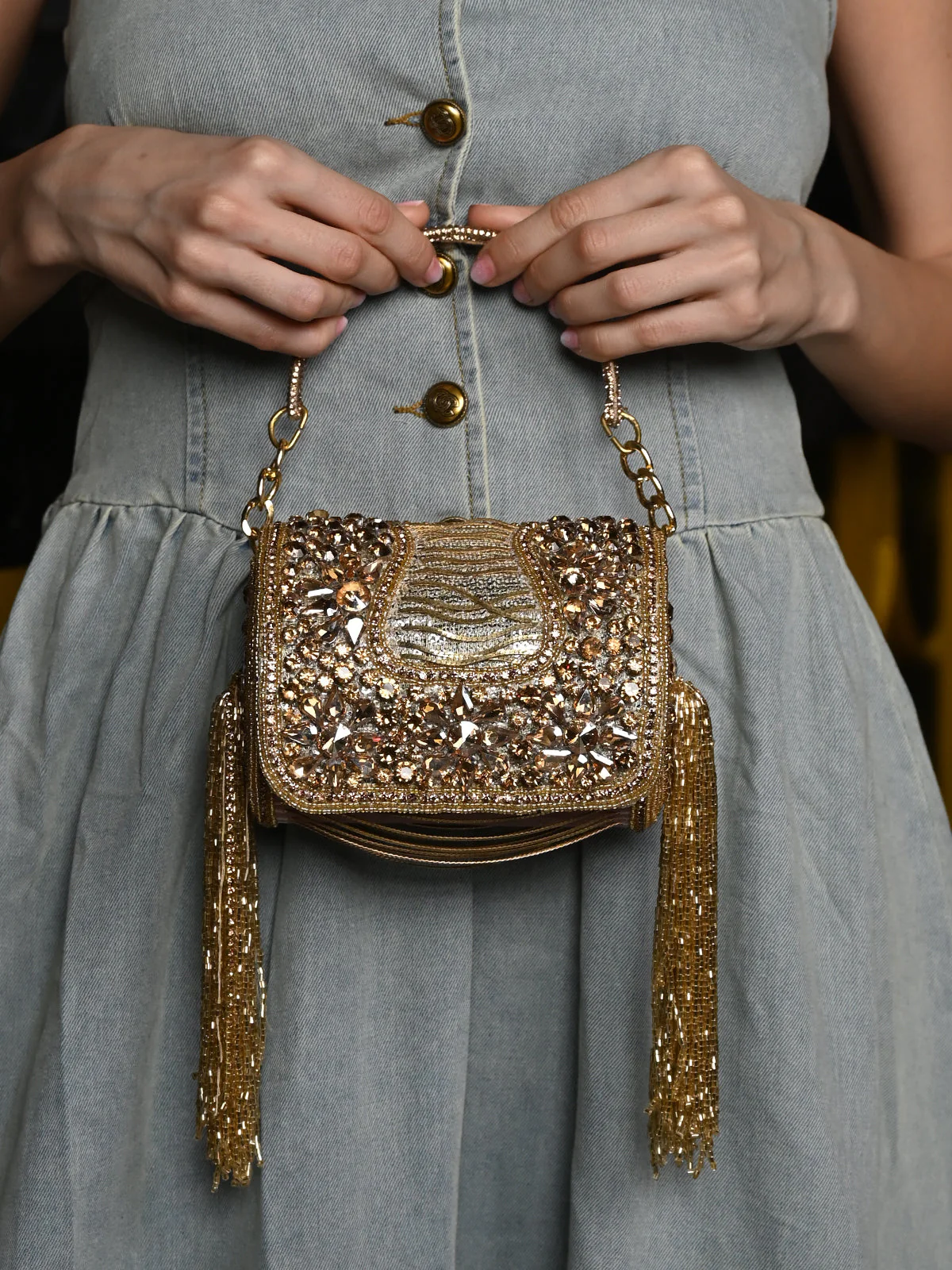 Odette Blush Pink Embellished Clutch For Women - Image 2