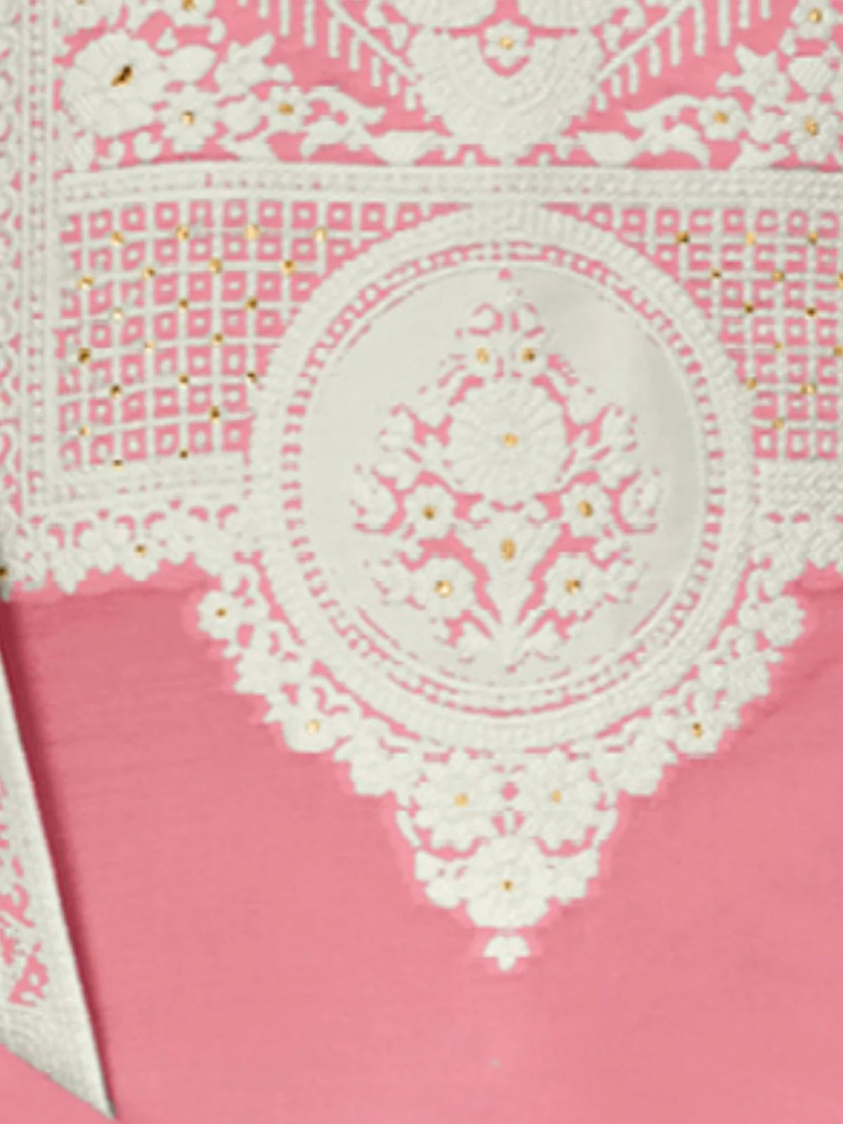 Odette Blush pink Organza Embroidered Semi-Stitched Kurta Set For Women - Image 3