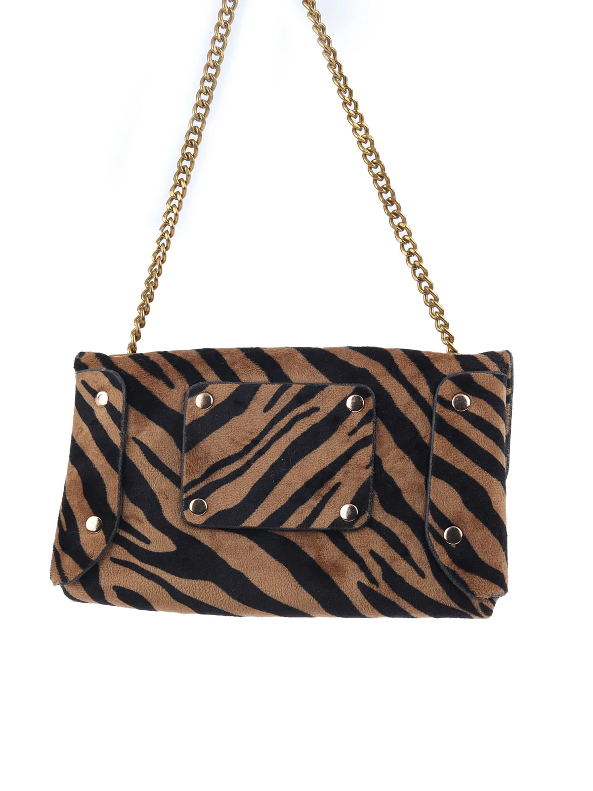 Odette Brown And Black Suede Printed Sling Bag For Women - Image 5
