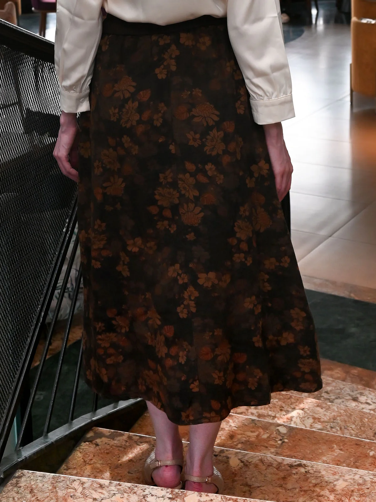 Odette Brown Cotton Blend Printed Skirt For Women - Image 5