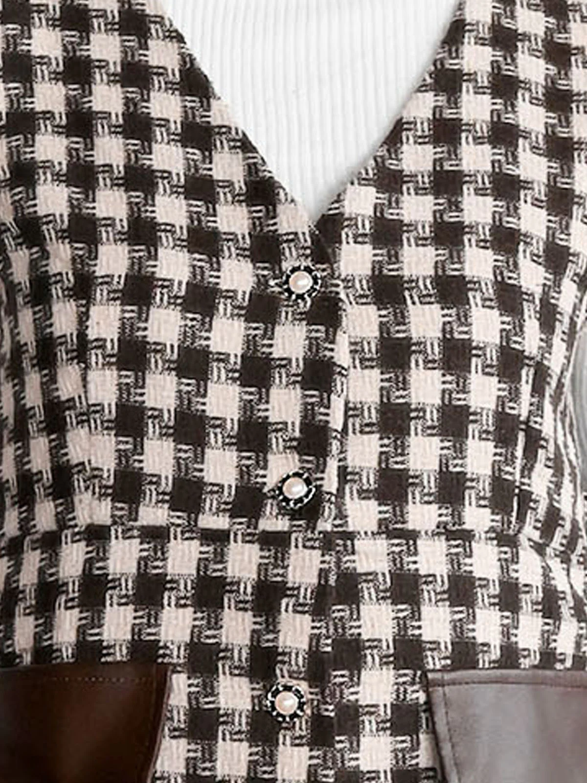 Odette Brown Cotton Rib Checks Dress For Women - Image 6