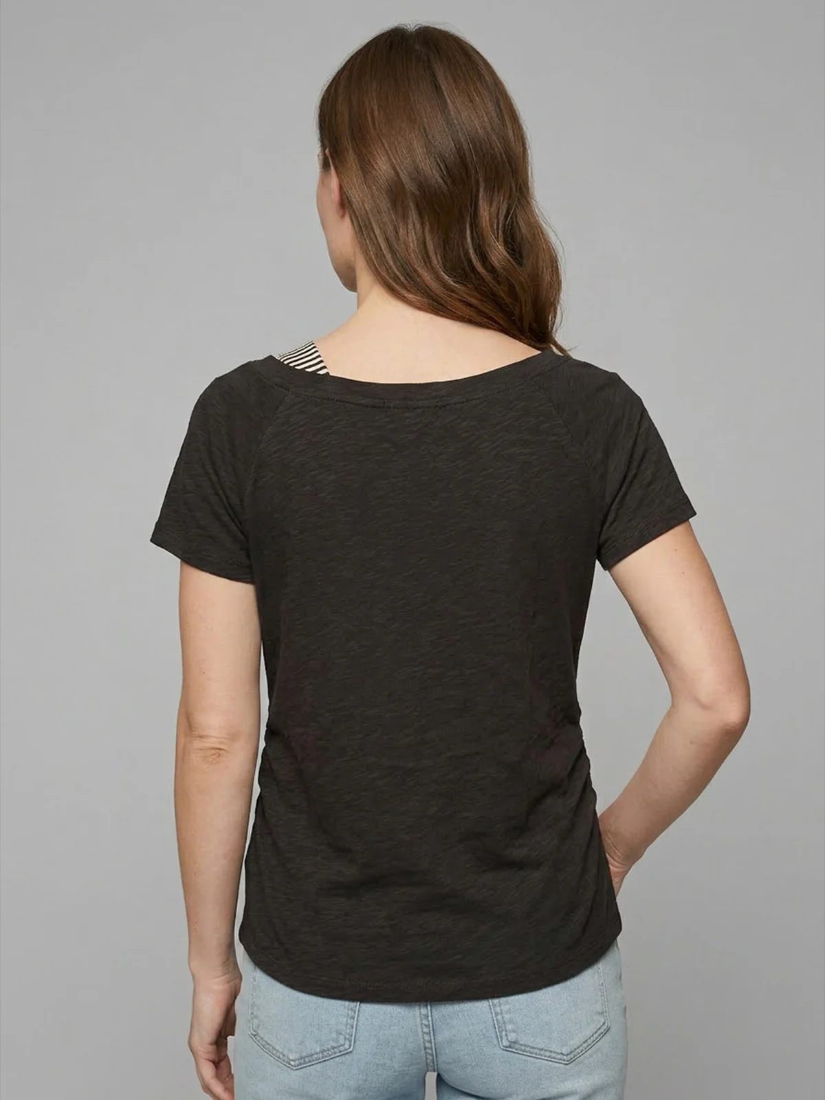 Odette Brown Cotton Rib Solid Top For Women - Image 3