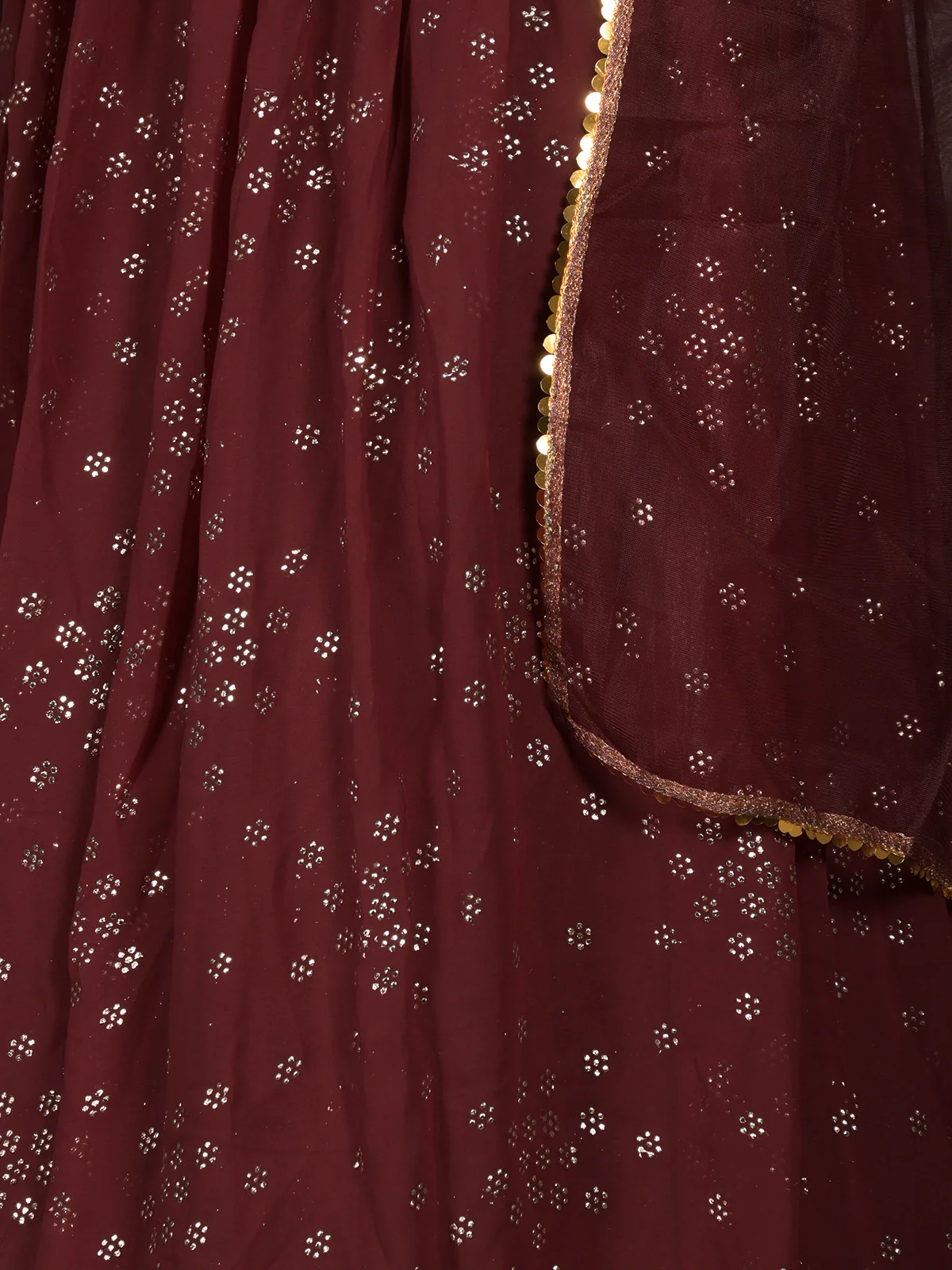Odette Brown Embellished Georgette Semi-Stitched Lehenga with Unstitched Blouse for Women - Image 5