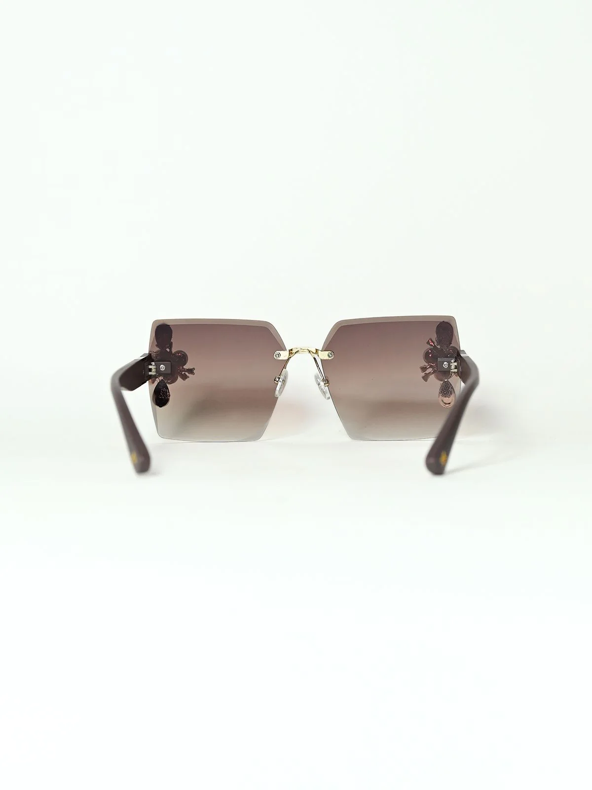 Odette Brown Gradient Acrylic Embellished Sunglasses For Women - Image 3