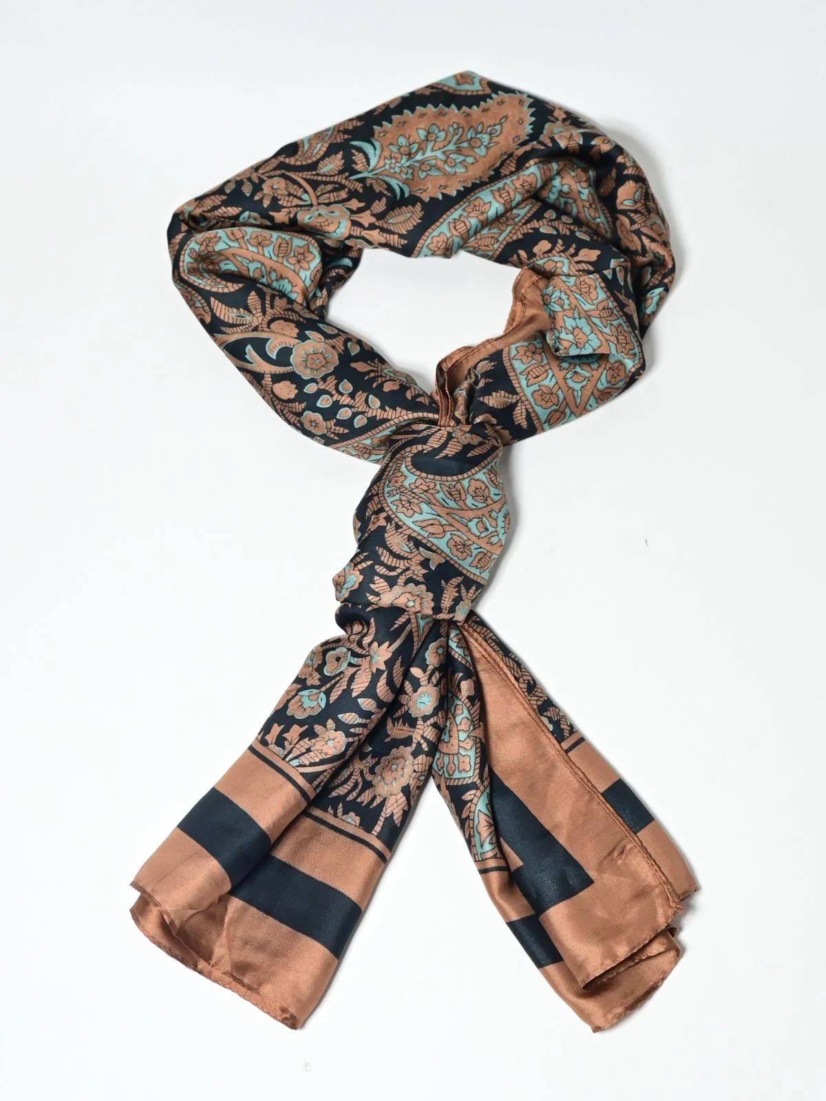 Odette Brown Printed Satin Scarf For Women - Image 3