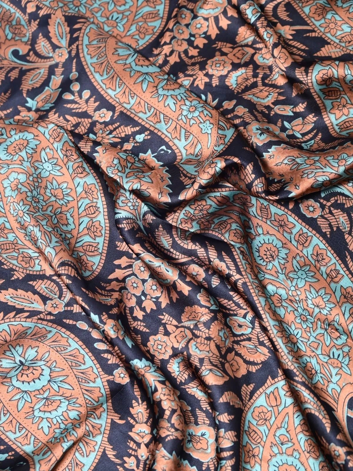 Odette Brown Printed Satin Scarf For Women - Image 6