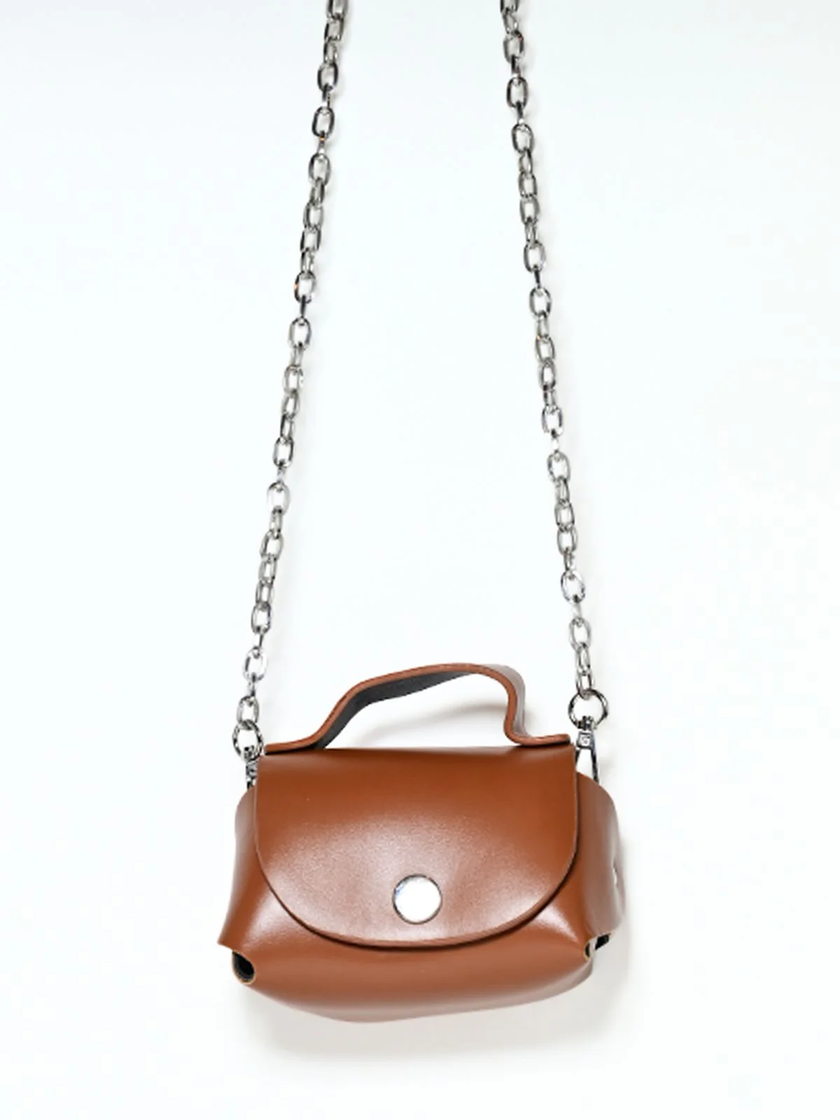 Odette Brown PU And Alloy Metallic Design Belt Bag For Women - Image 3