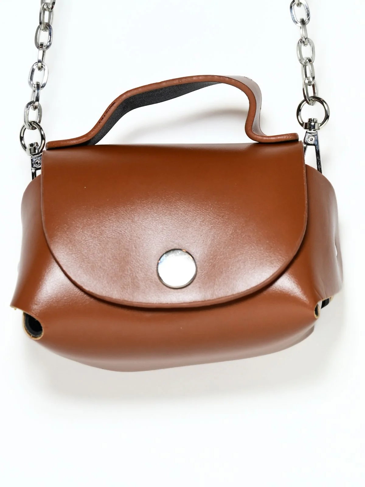 Odette Brown PU And Alloy Metallic Design Belt Bag For Women - Image 4