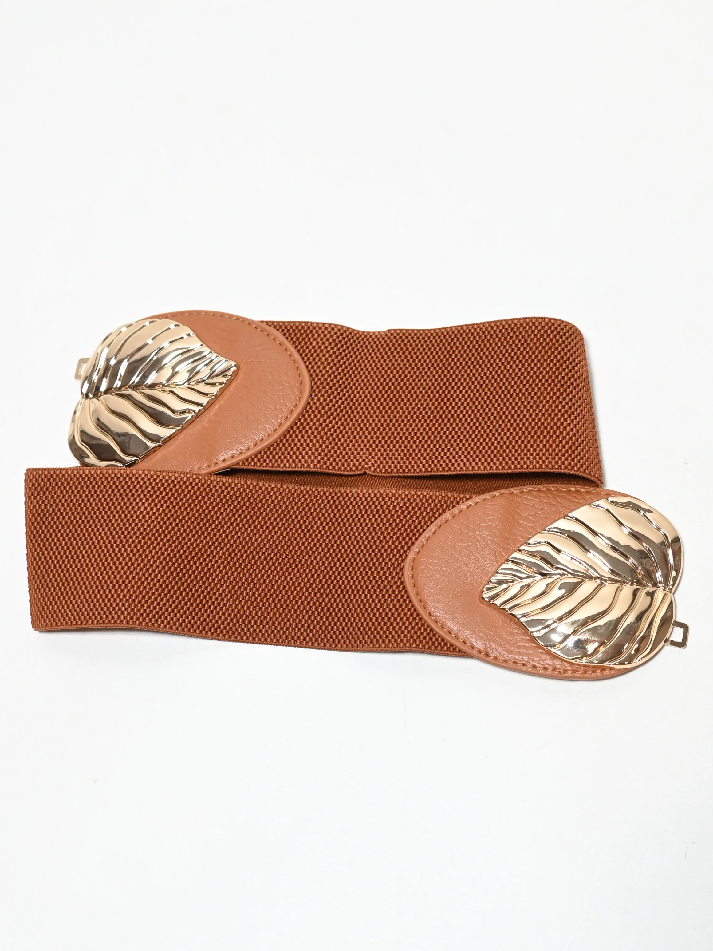 Odette Brown PU And Elastic Metallic Design Belt For Women - Image 3