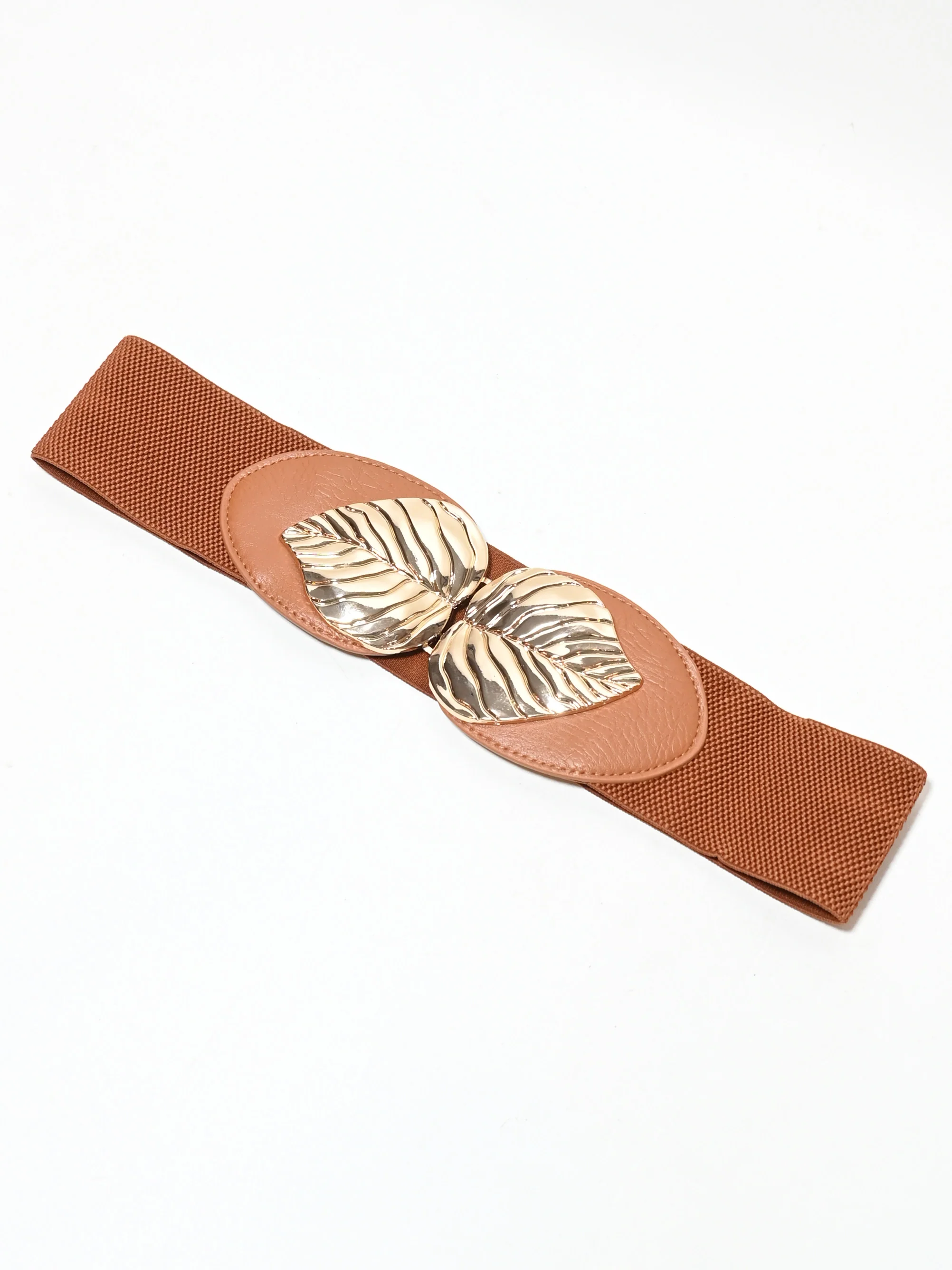 Odette Brown PU And Elastic Metallic Design Belt For Women - Image 4