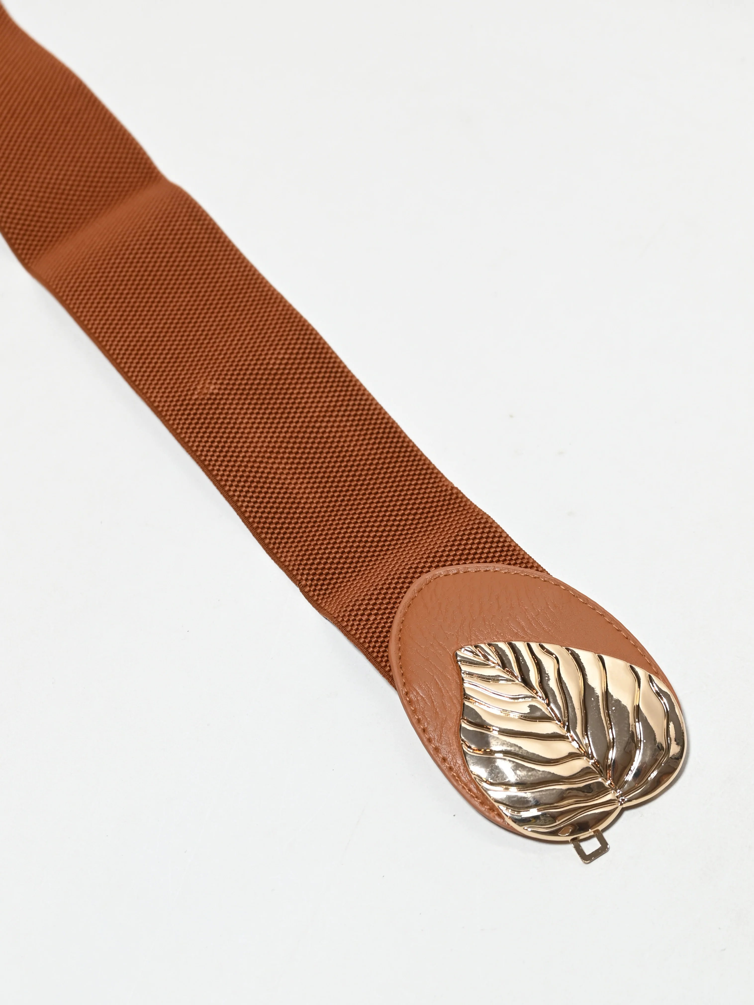 Odette Brown PU And Elastic Metallic Design Belt For Women - Image 5