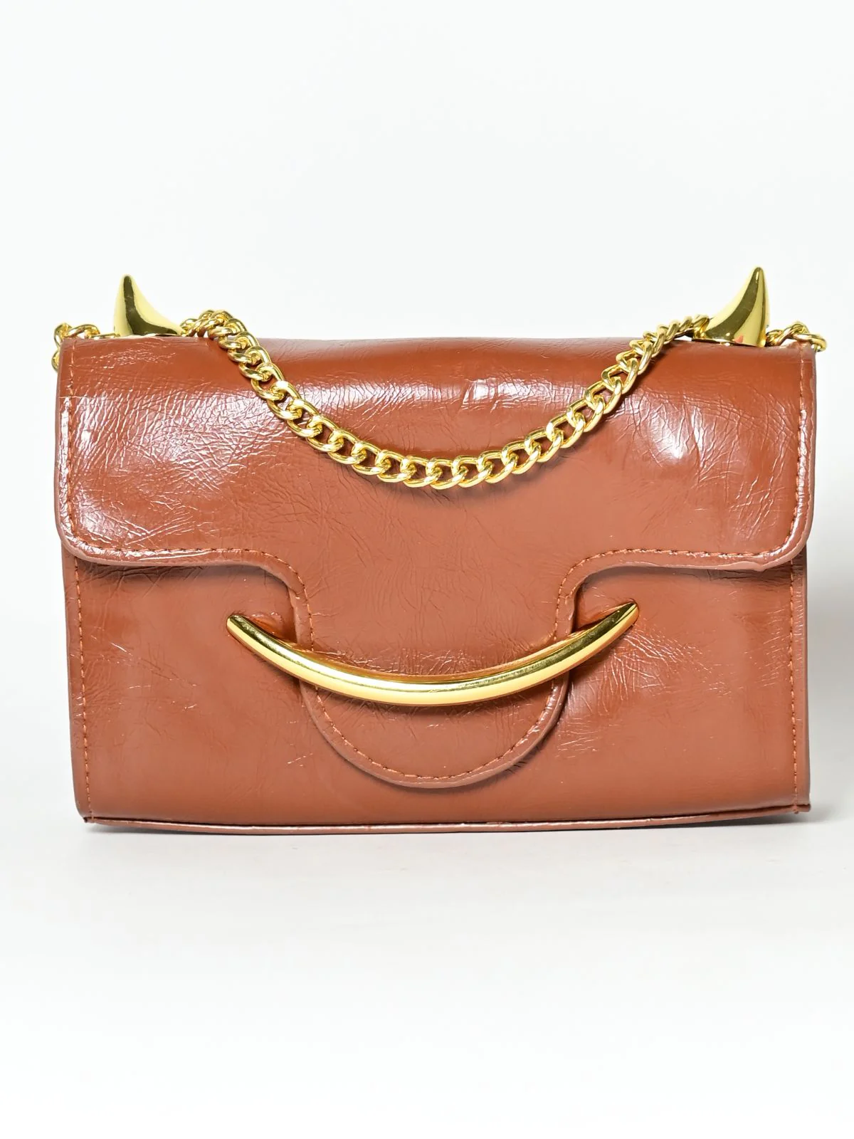 Odette Brown PU Metallic Design Belt Bag For Women - Image 2