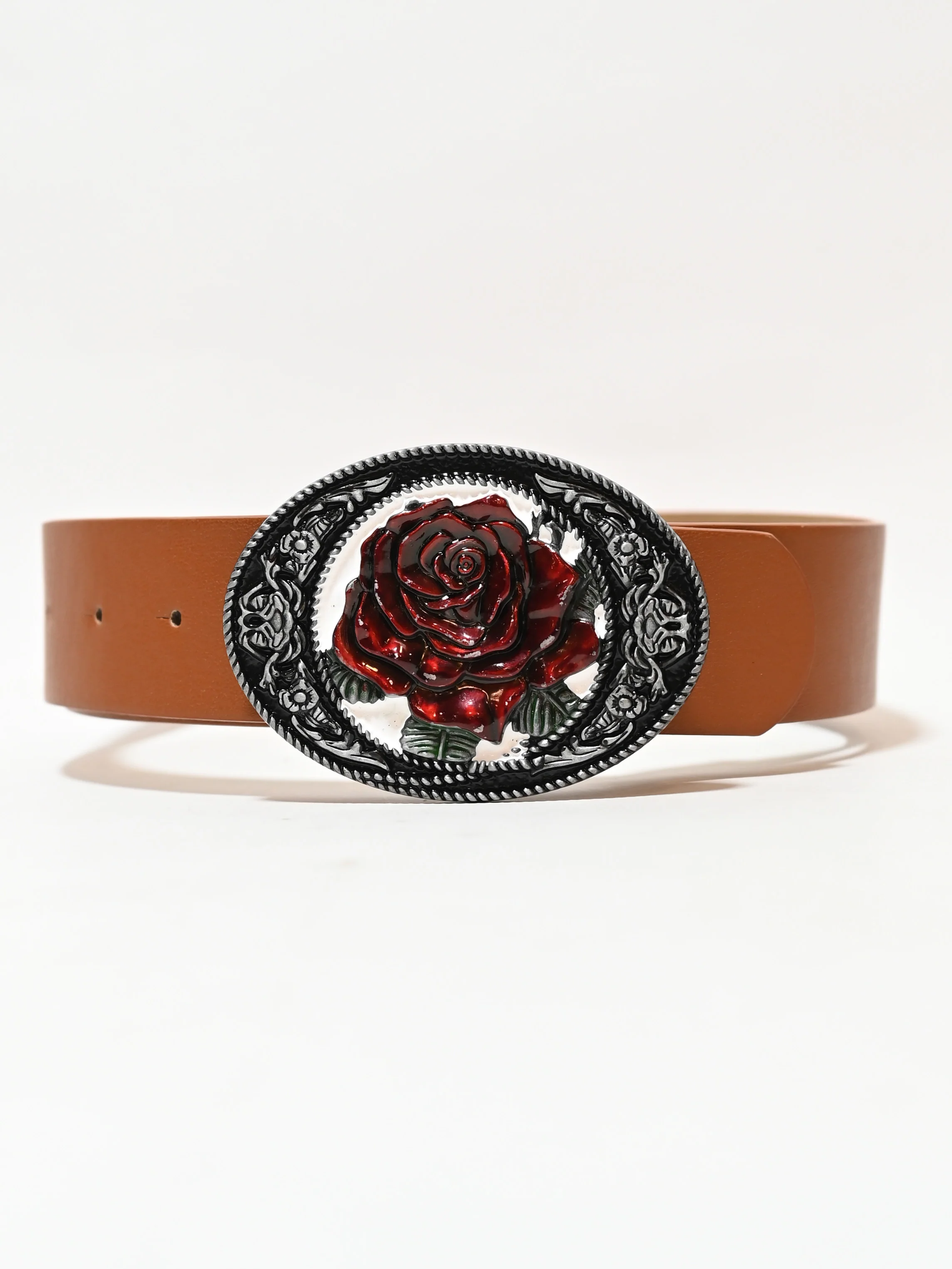 Odette Brown PU Metallic Design Belt For Women - Image 3