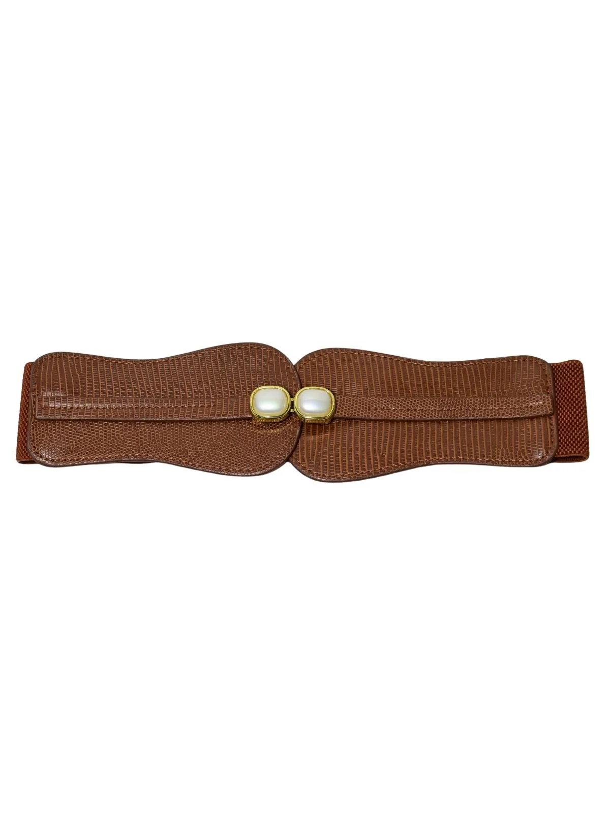 Odette Brown PU Pearl Work Belt For Women - Image 2