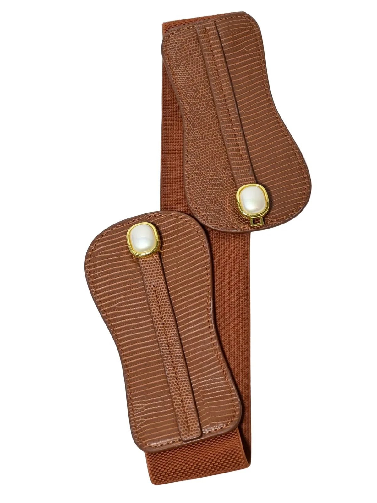 Odette Brown PU Pearl Work Belt For Women - Image 5