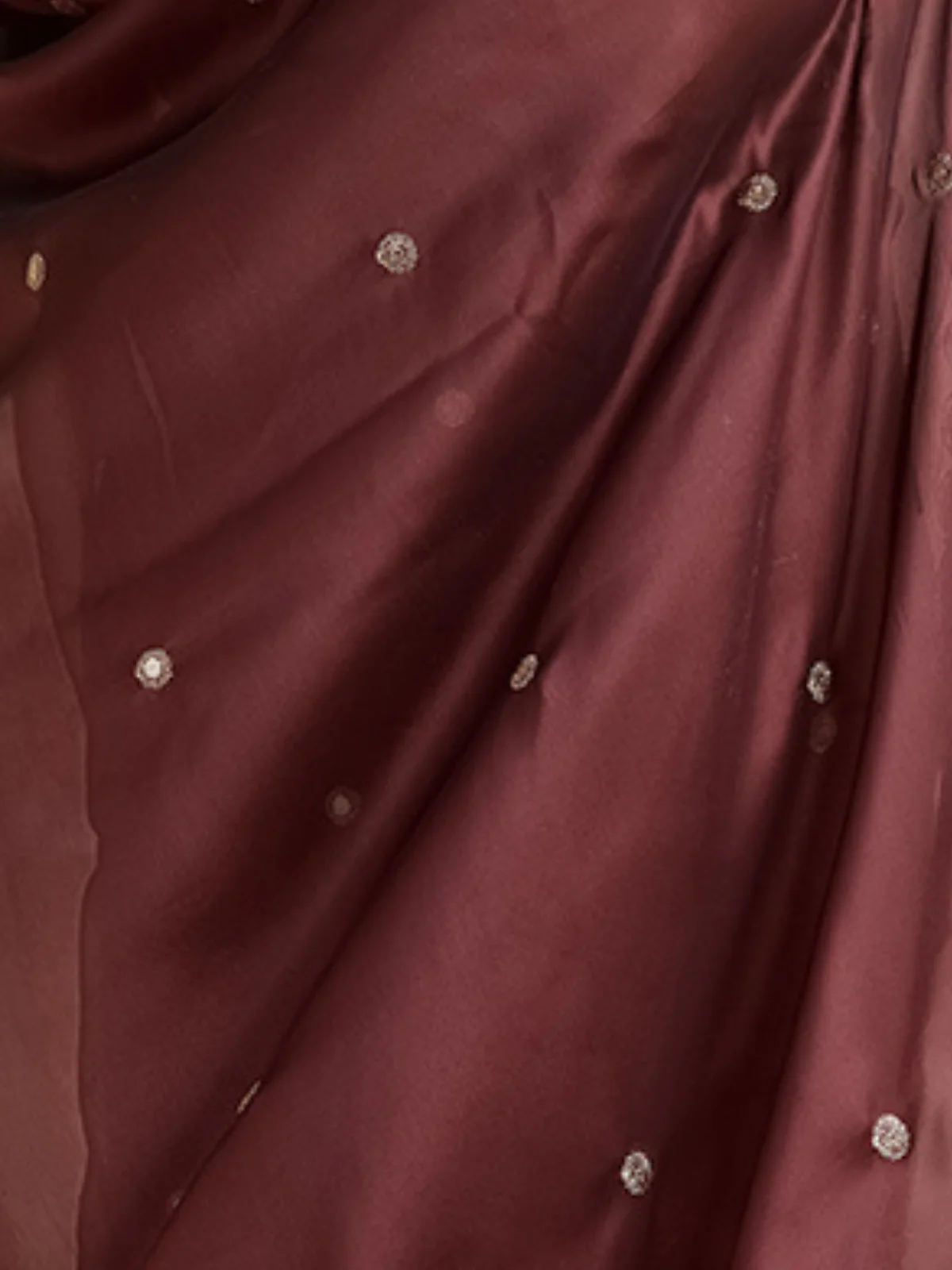 Odette Brown Silk Blend Embroidered Saree For Women - Image 5