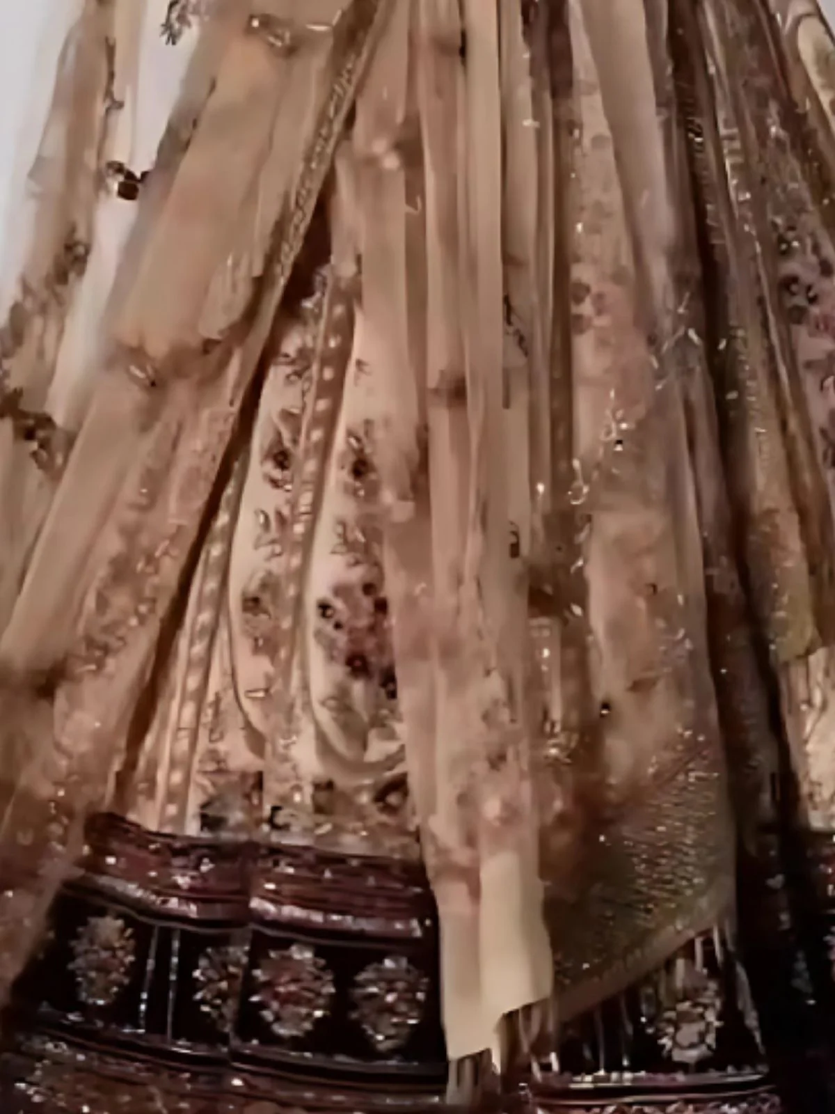 Odette Brown Silk Blend Embroidered Semi-Stitched Lehenga For Women - Image 5