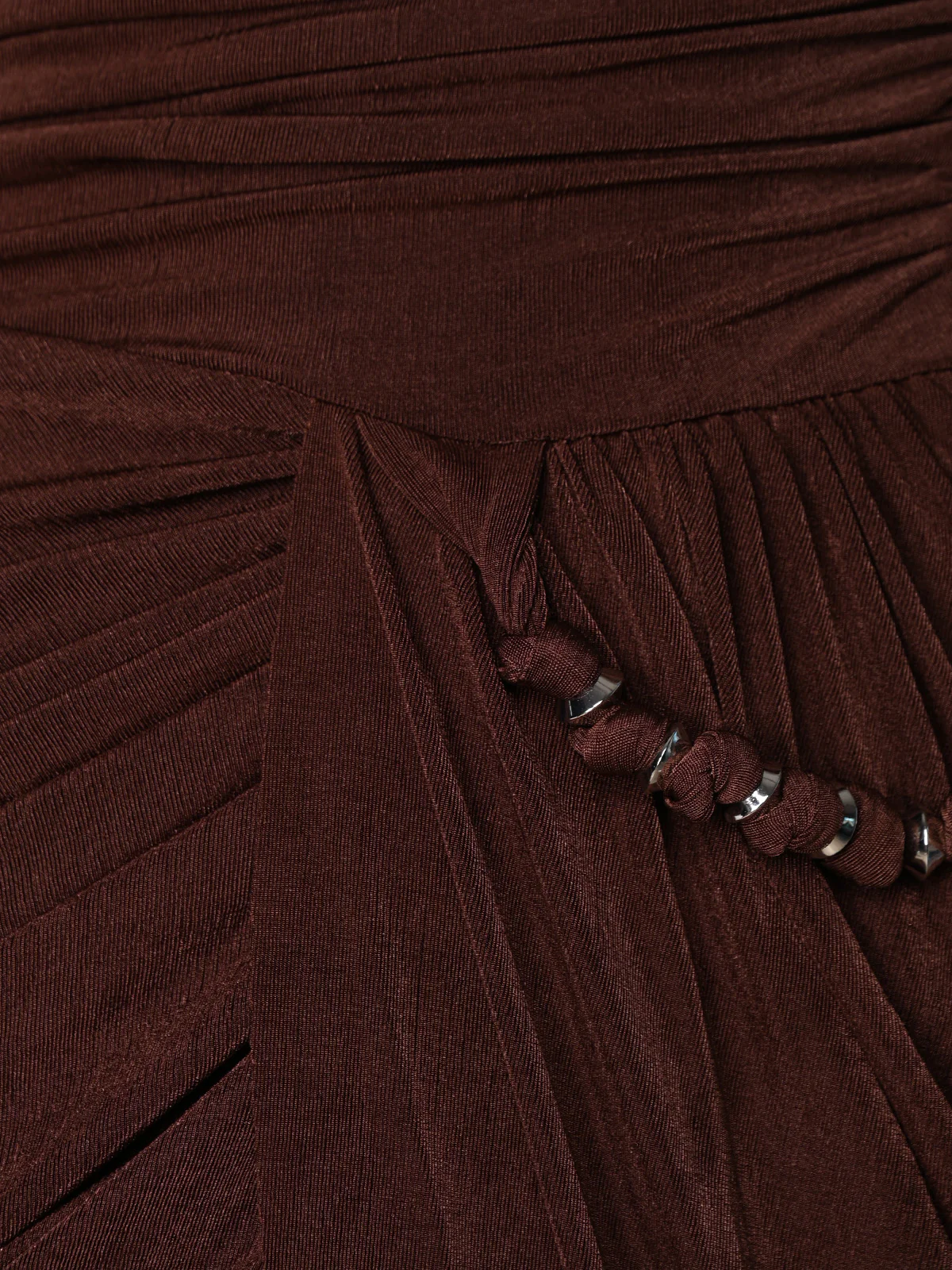 Odette Brown Soft Net Solid Dresses For Women - Image 4