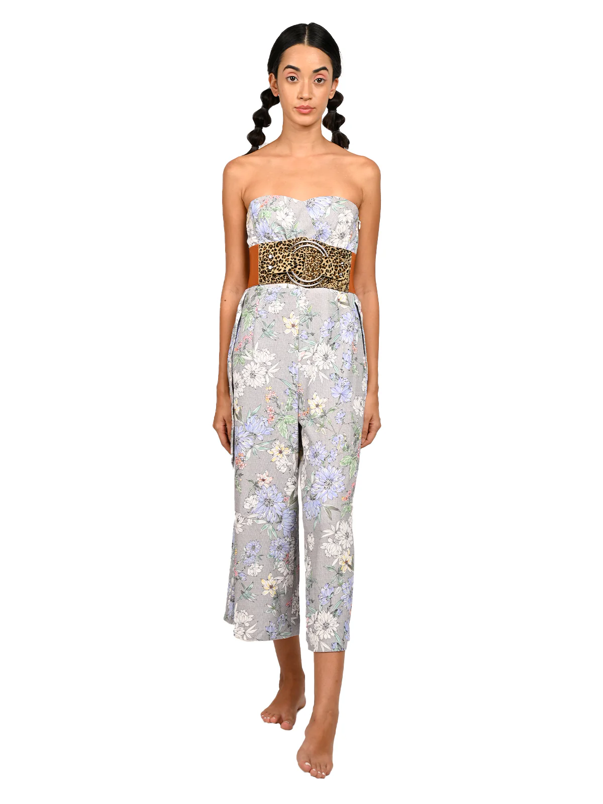 Odette Brown Suede Printed Belt For Women - Image 6