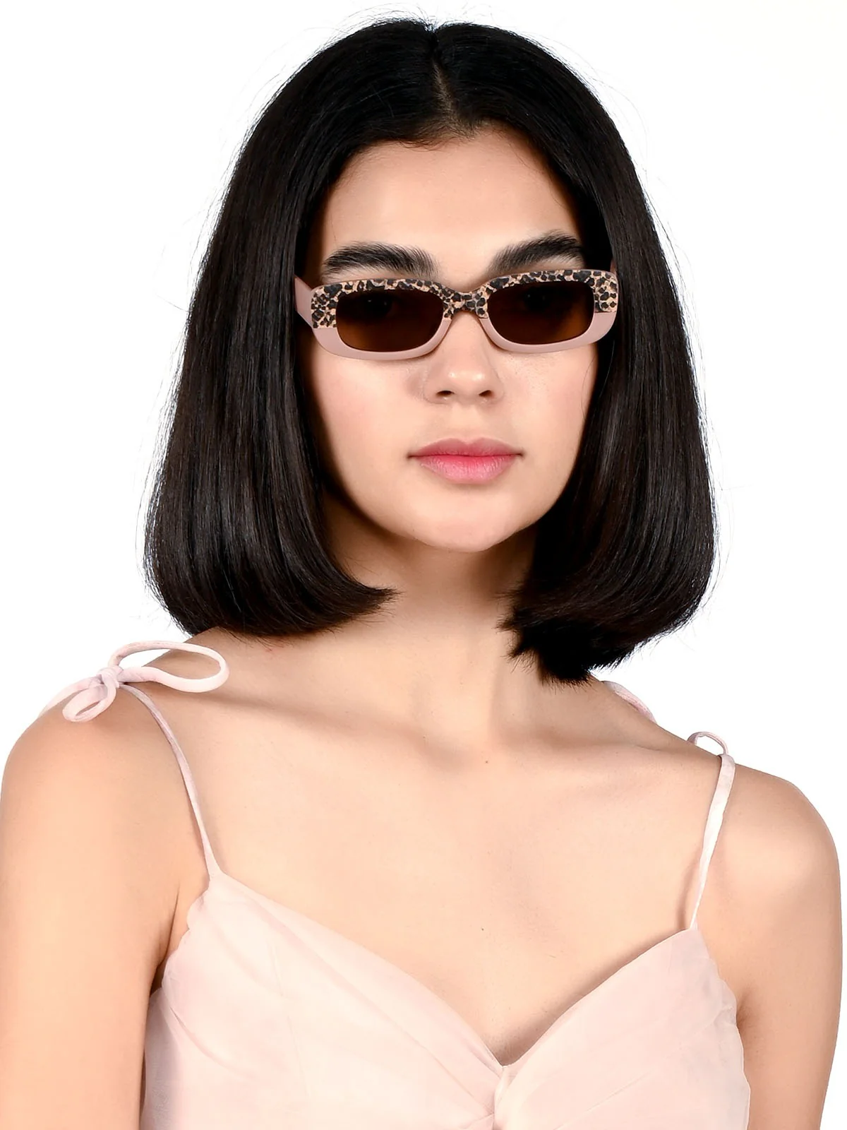 Odette Brown Tinted Acrylic Solid Sunglasses For Women - Image 2