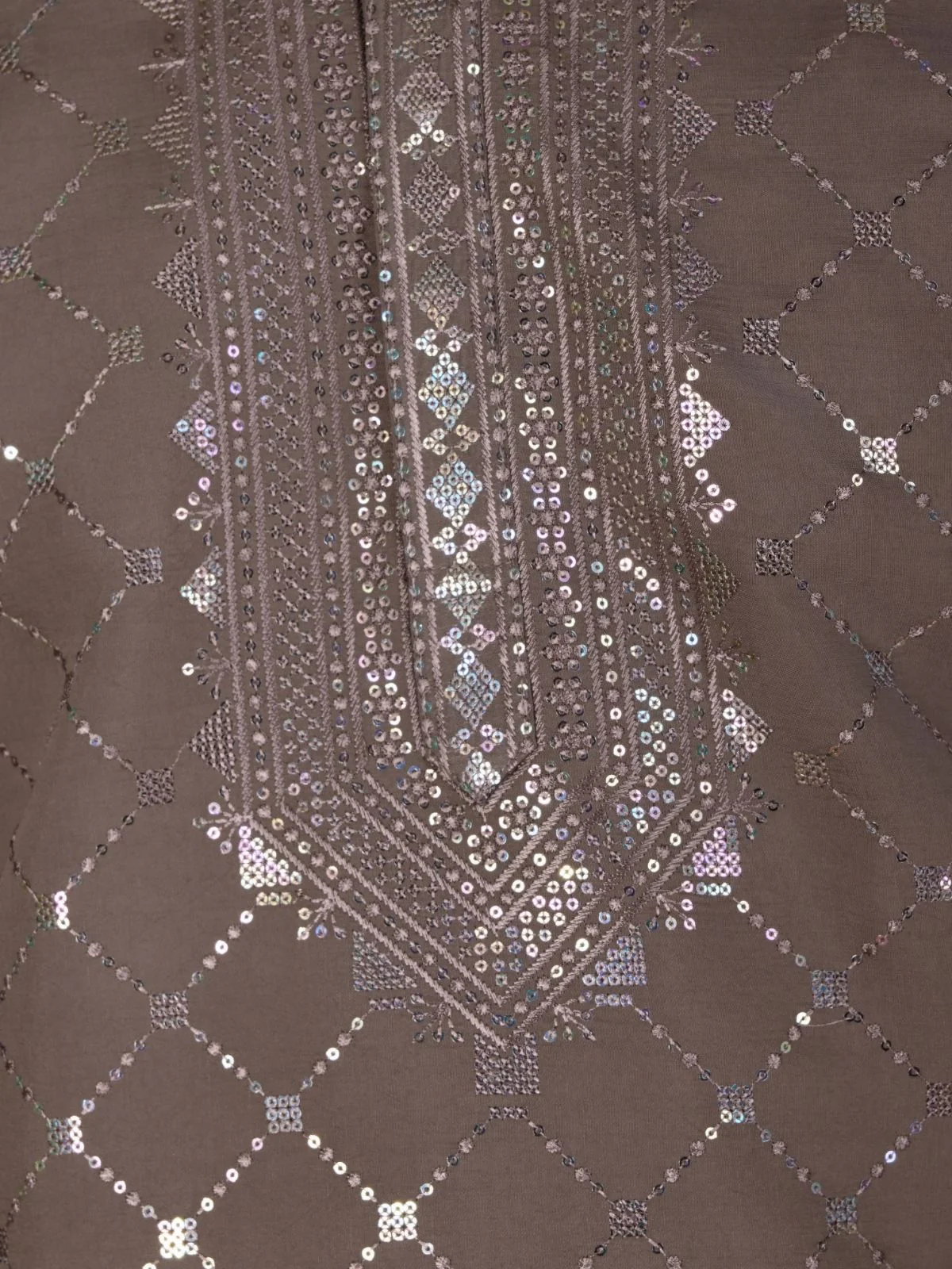 Odette Brown Viscose Silk Sequins Stitched Kurta For Men - Image 6