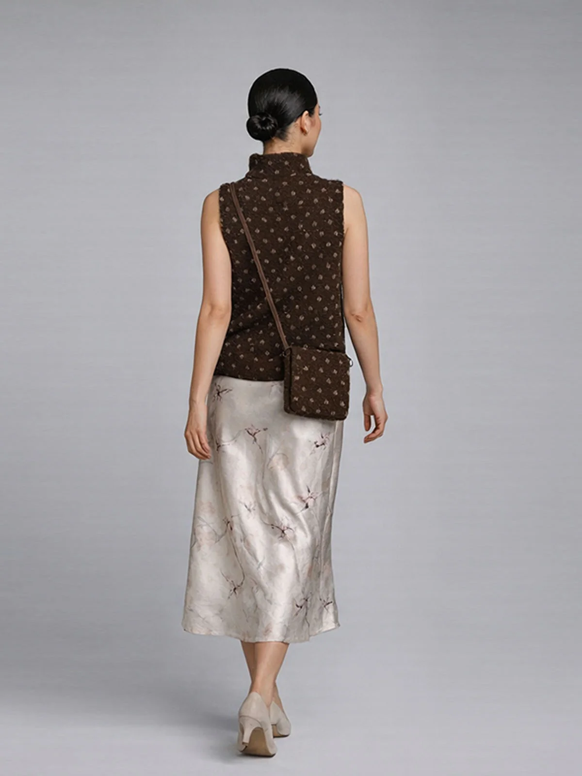 Odette Brown Woolen Solid Jacket For Women - Image 3