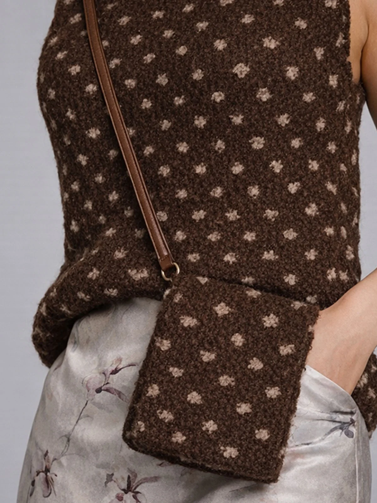Odette Brown Woolen Solid Jacket For Women - Image 5
