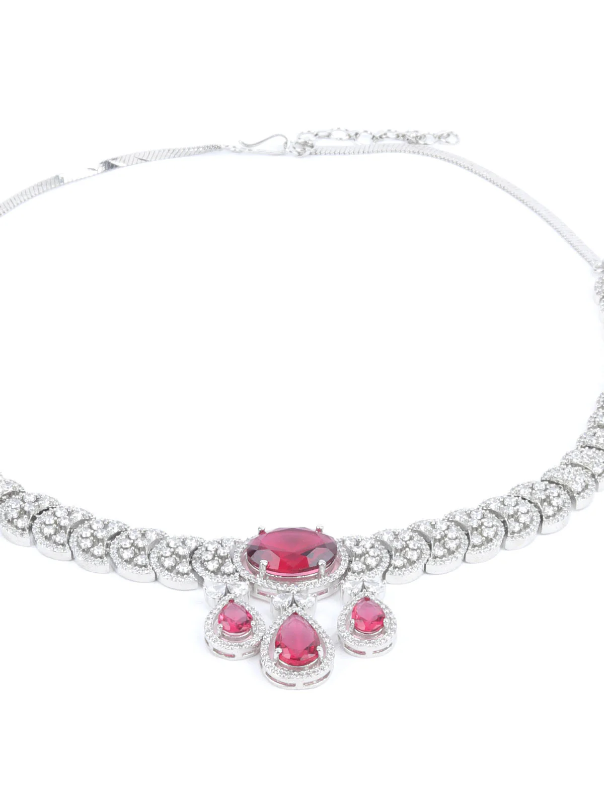 Odette Burgundy Alloy Embellished Jewellery Set For Women - Image 3