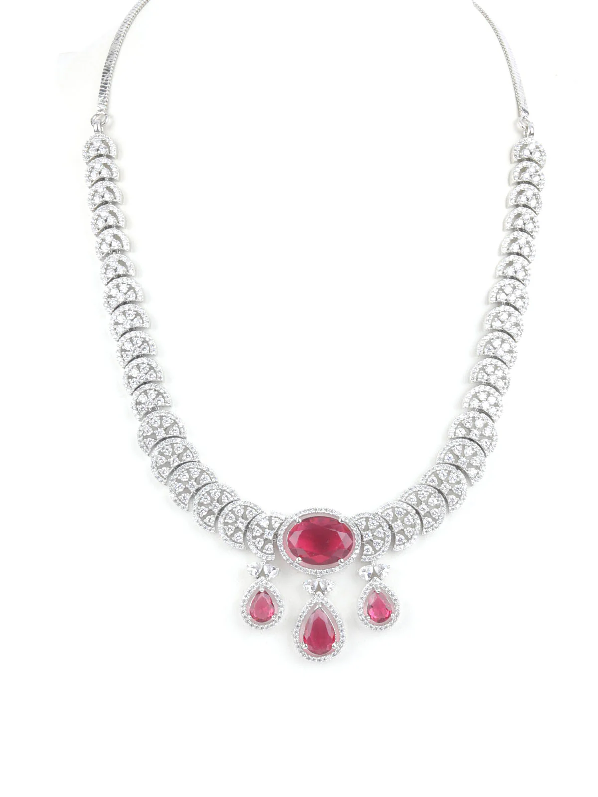 Odette Burgundy Alloy Embellished Jewellery Set For Women - Image 5