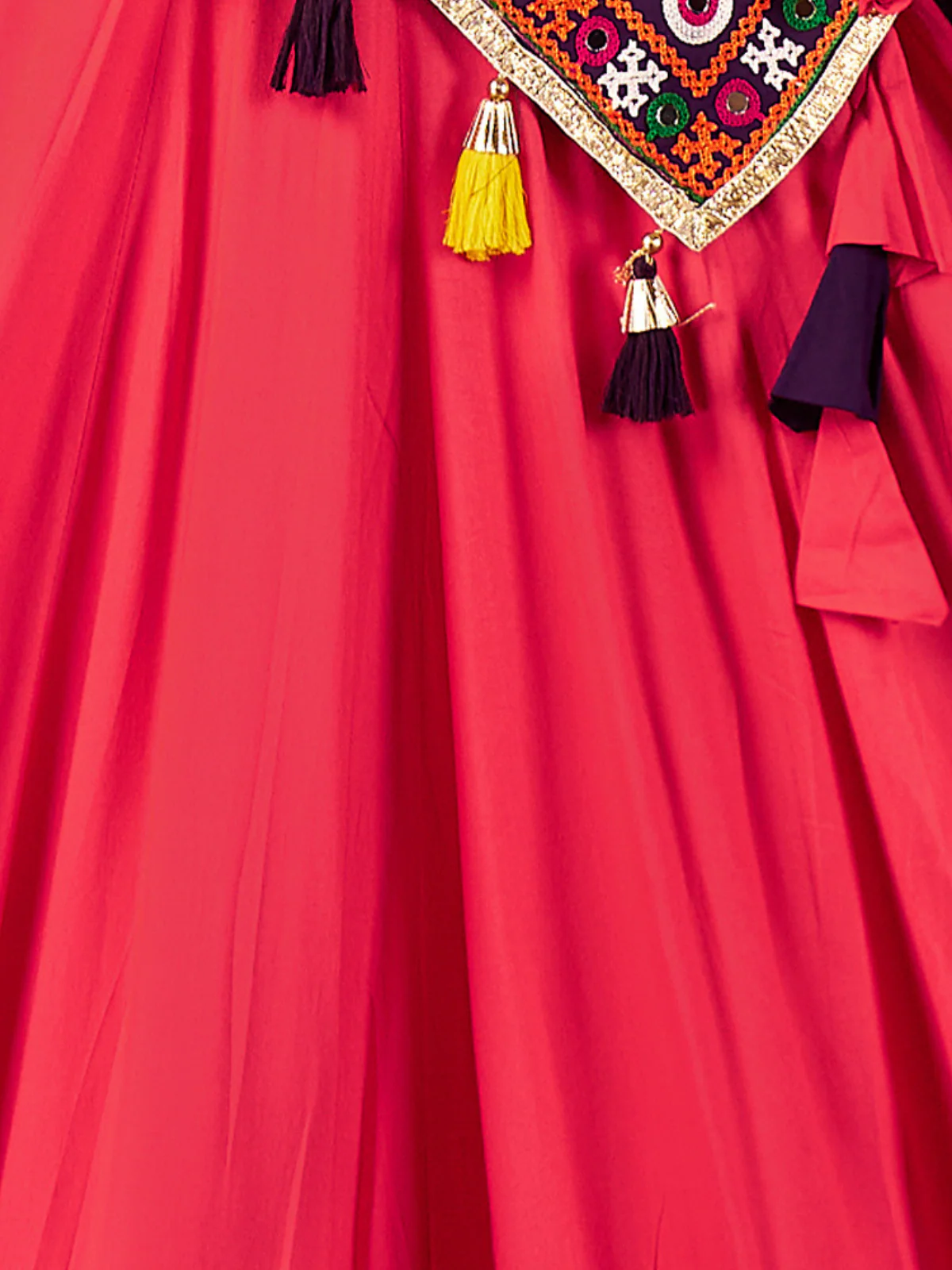 Odette Coral Cotton Blend Embroidered Semi-Stitched lehenga For Women - Image 6