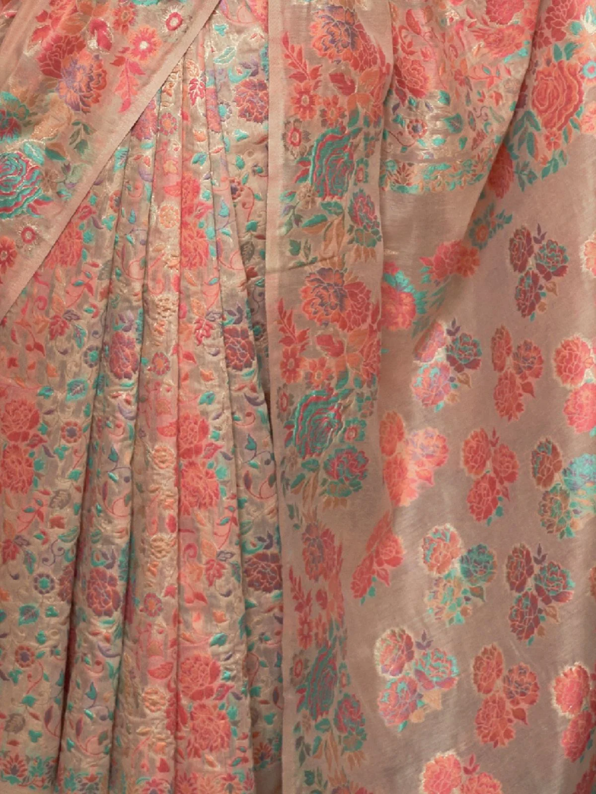 Odette Multicolor Woven Design Silk Blend Saree With Unstitched Blouse For Women - Image 3
