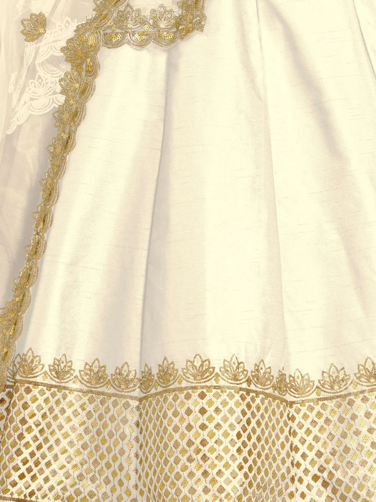 Odette Cream Art Silk Embellished Semi-Stitched lehenga For Women - Image 5