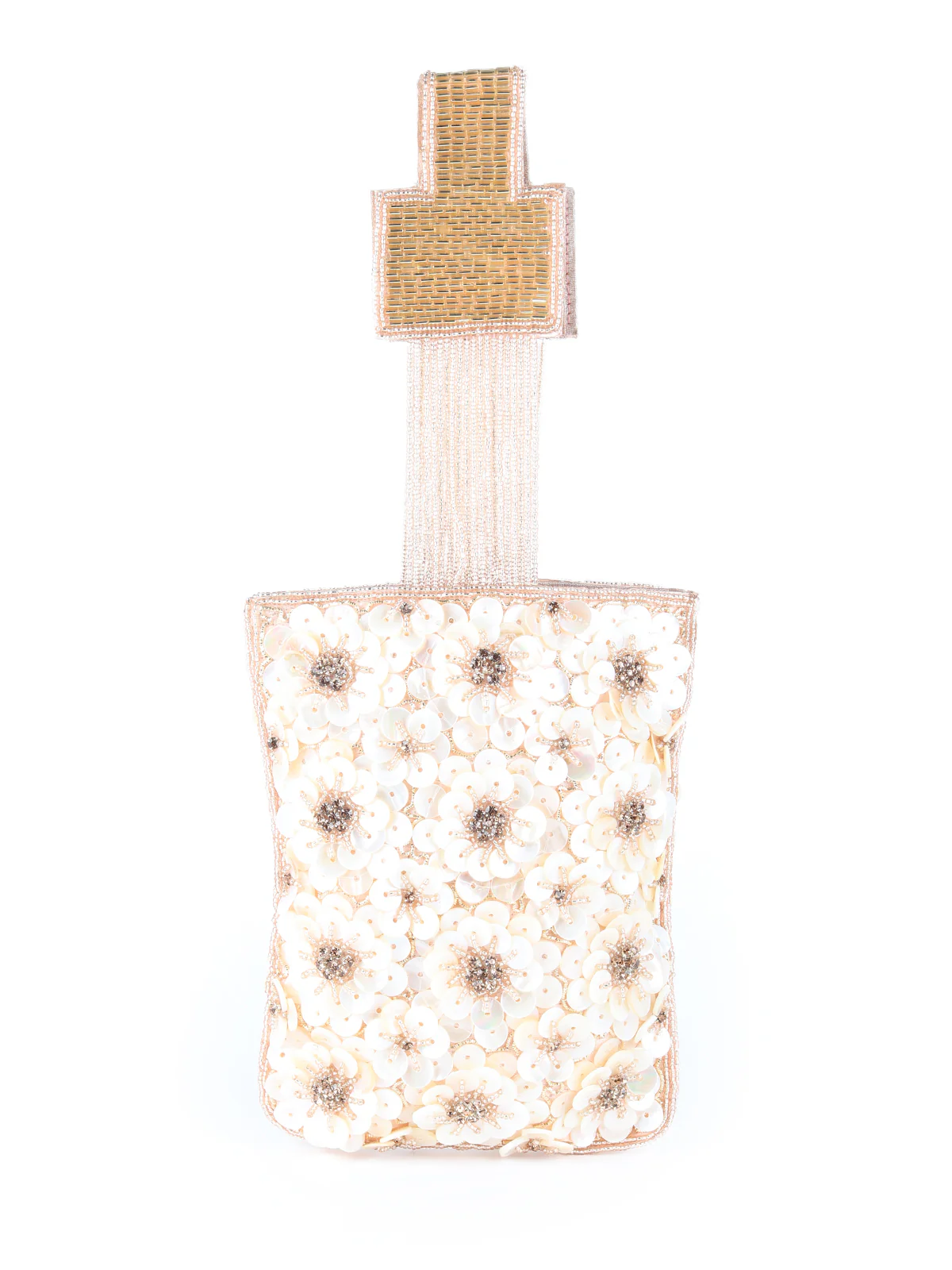 Odette Cream Beads Embroidered Clutch for Women - Image 3
