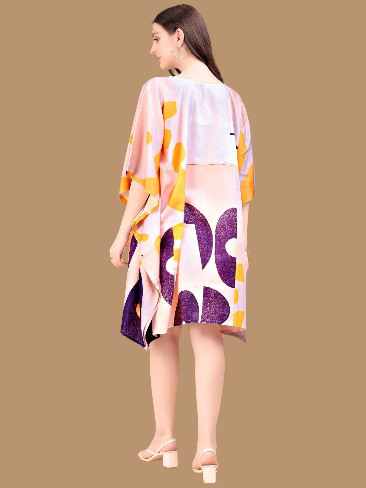 Odette Cream Crepe Printed Kaftan For Women - Image 3