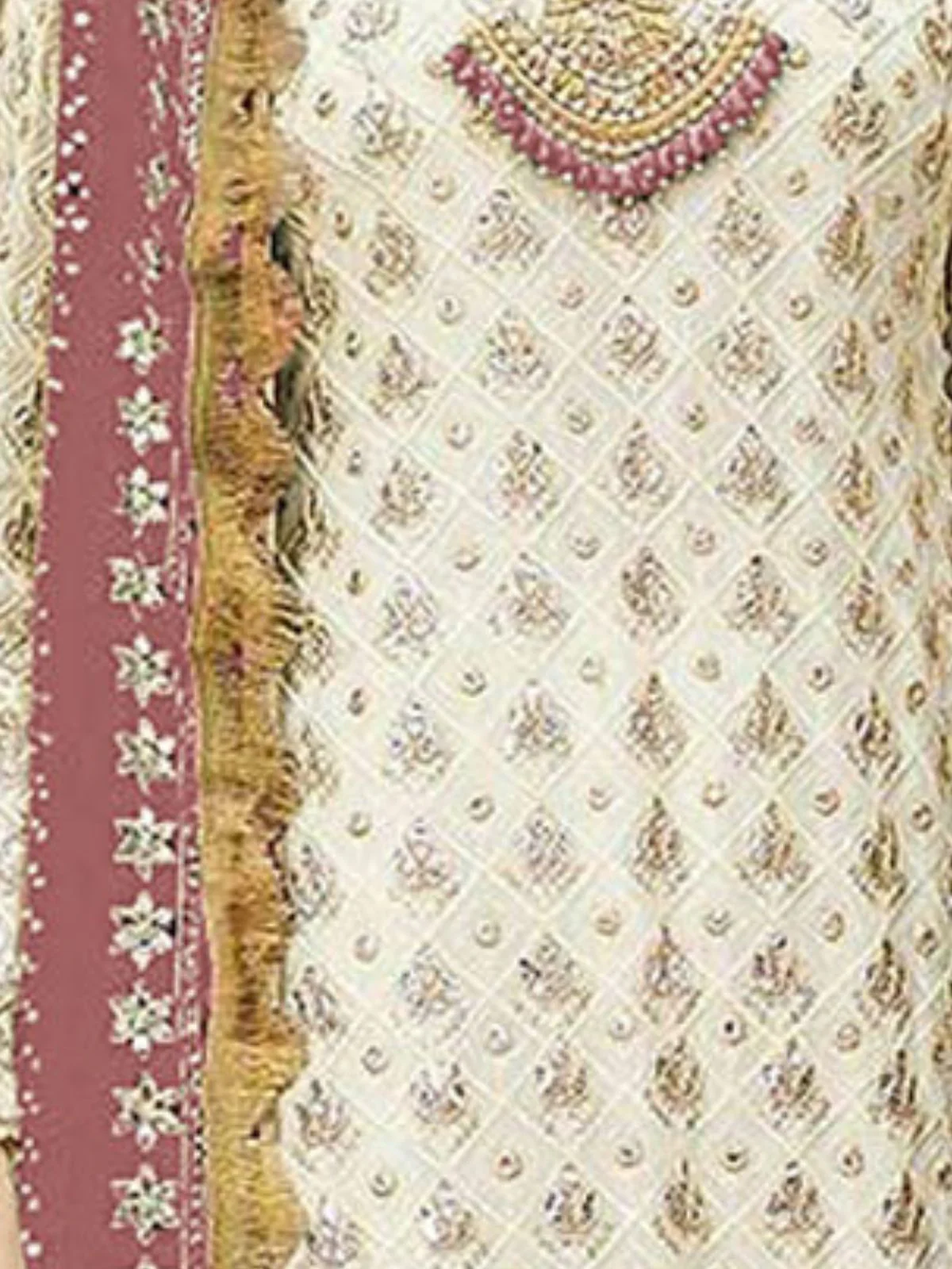 Odette Cream Georgette Embroidered Semi Stitched Kurta Set For Women - Image 3
