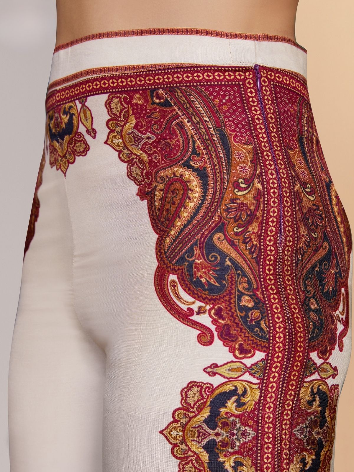 Odette Cream Linen Printed Stitched Co-Ord Set For Women - Image 5