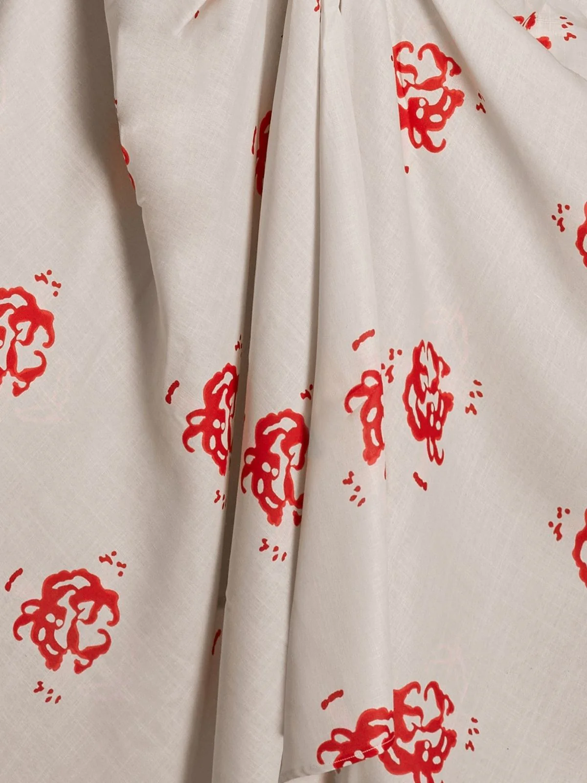 Odette Cream Linen Printed Stitched Dress For Women - Image 9