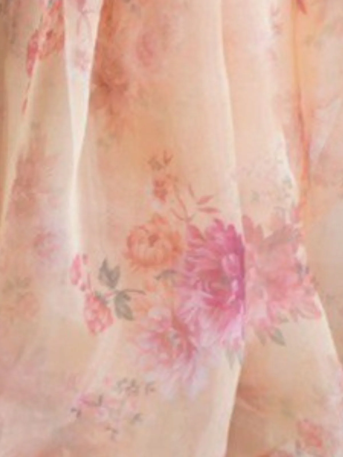 Odette Cream Organza Printed Saree With Unstitched Blouse For Women - Image 3